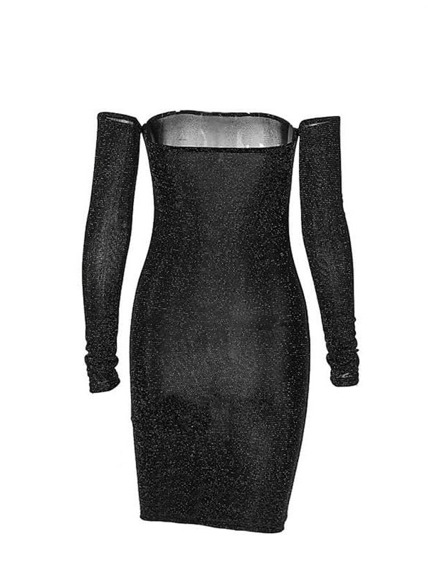 The Best Women Bling Bodycon Mini Dress Elegant Strapless Off Shoulder Long Sleeve Party Club Short Ladies Dresses Online - Takalr