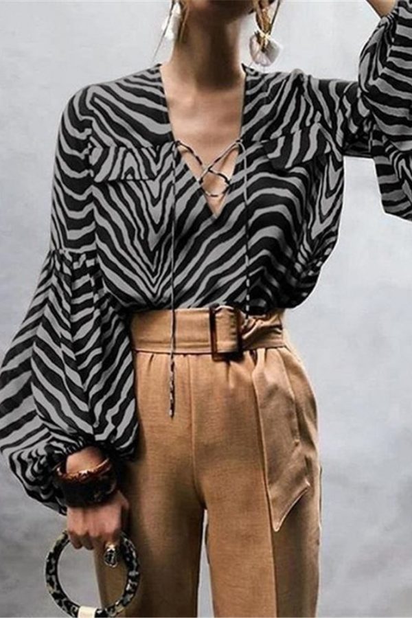 The Best Women Blouse Shirt Polka Dot Striped Leopard Loose Blouse Top Tunic Shirt Online - Takalr