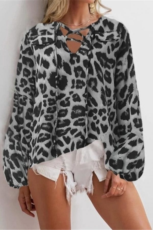 The Best Women Blouse Shirt Polka Dot Striped Leopard Loose Blouse Top Tunic Shirt Online - Takalr