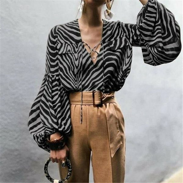 The Best Women Blouse Shirt Polka Dot Striped Leopard Loose Blouse Top Tunic Shirt Online - Takalr