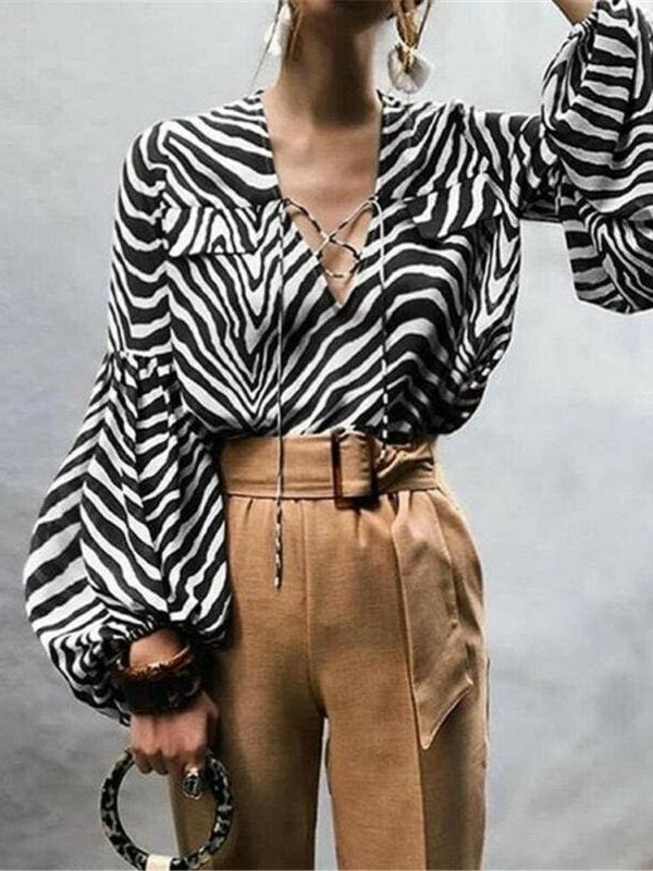 The Best Women Blouse Shirt Polka Dot Striped Leopard Loose Blouse Top Tunic Shirt Online - Takalr