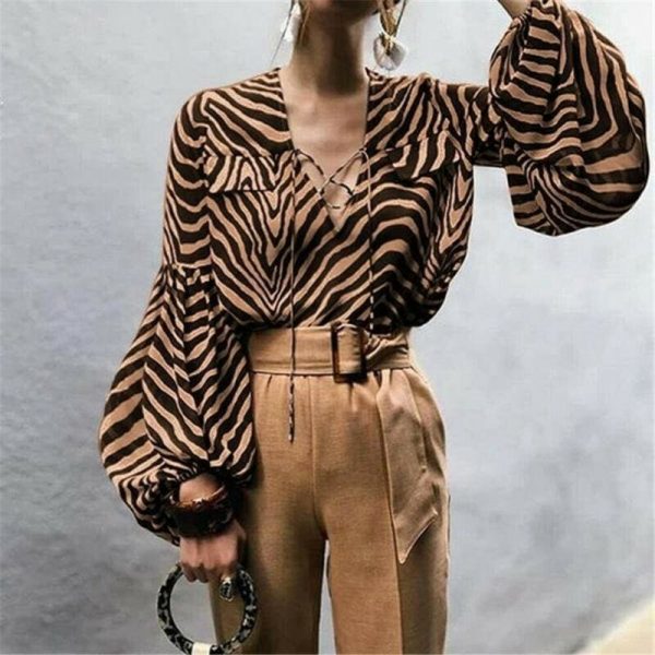 The Best Women Blouse Shirt Polka Dot Striped Leopard Loose Blouse Top Tunic Shirt Online - Takalr