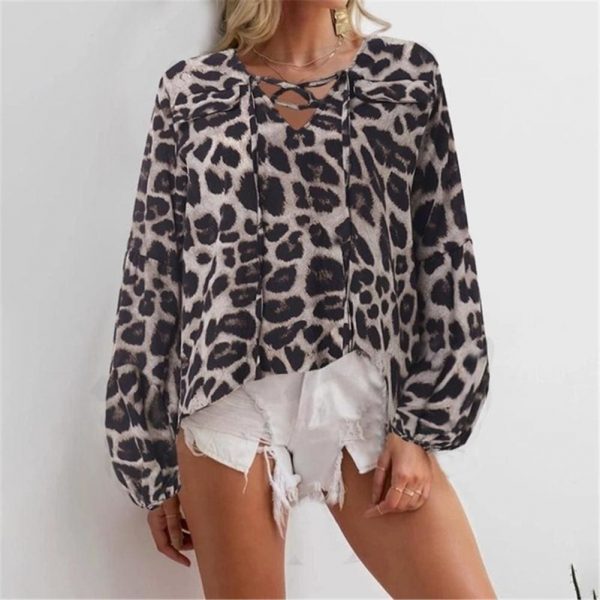 The Best Women Blouse Shirt Polka Dot Striped Leopard Loose Blouse Top Tunic Shirt Online - Takalr