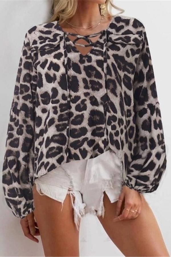 The Best Women Blouse Shirt Polka Dot Striped Leopard Loose Blouse Top Tunic Shirt Online - Takalr