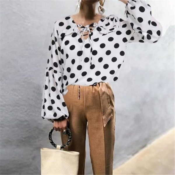 The Best Women Blouse Shirt Polka Dot Striped Leopard Loose Blouse Top Tunic Shirt Online - Takalr