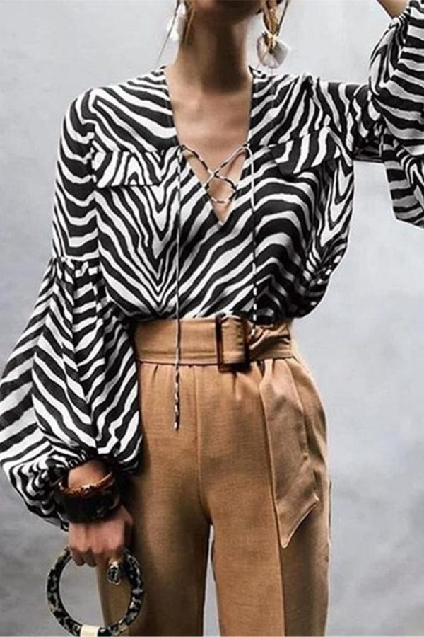 The Best Women Blouse Shirt Polka Dot Striped Leopard Loose Blouse Top Tunic Shirt Online - Takalr