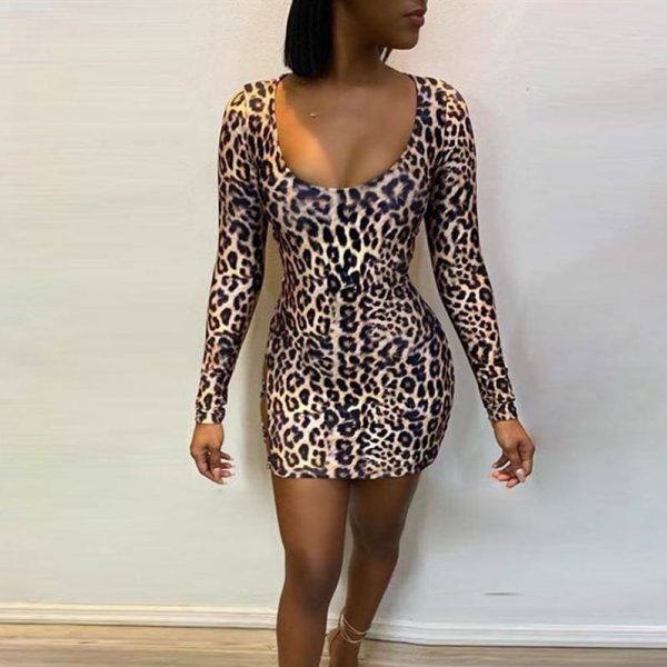 The Best Women Bodycon Backless Dress Sleeveless Ladies Evening Party Club Leopard Slim Mini Sexy Dress Online - Takalr