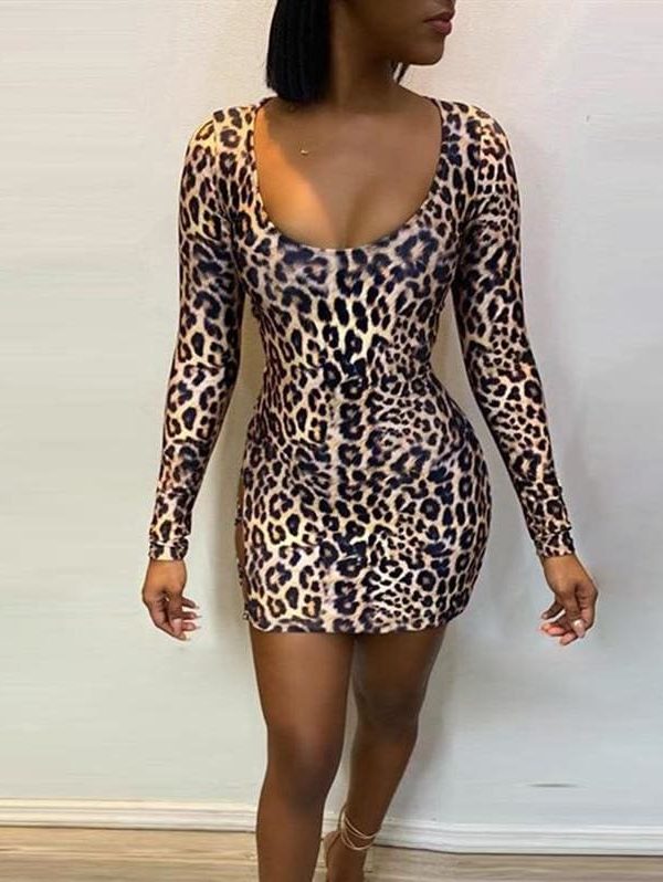 The Best Women Bodycon Backless Dress Sleeveless Ladies Evening Party Club Leopard Slim Mini Sexy Dress Online - Takalr