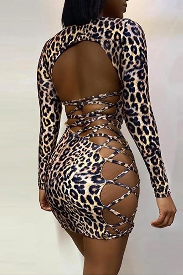 The Best Women Bodycon Backless Dress Sleeveless Ladies Evening Party Club Leopard Slim Mini Sexy Dress Online - Takalr