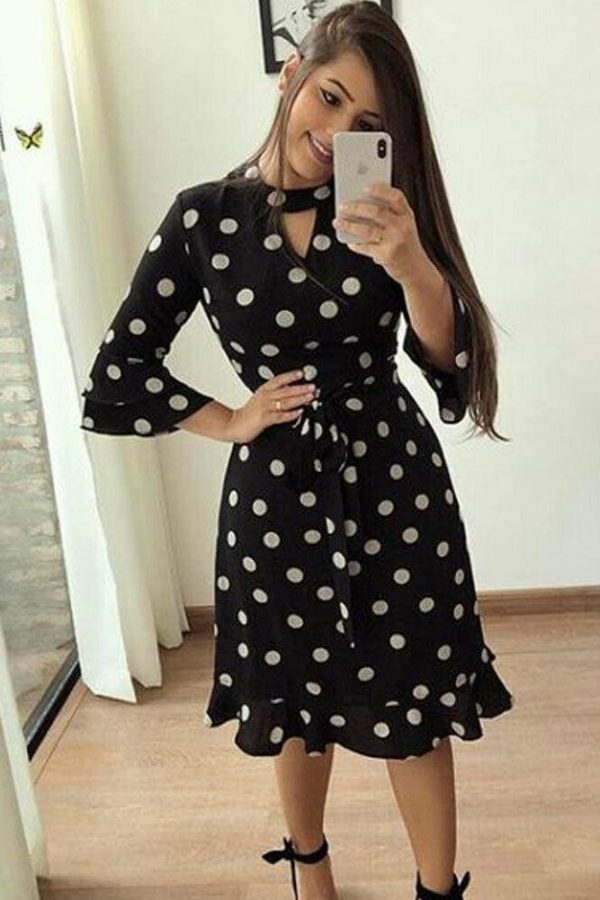 The Best Women Boho 3/4 Sleeve Ruffles Loose Fit Short Party Dress Casual Ladies Holiday Clothing Online - Takalr