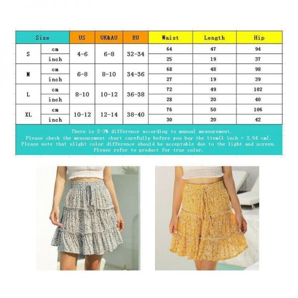 The Best Women Boho Casual Floral Skirt New Fashion Ladies Stretch High Waist Beach Summer Short Mini Skirt Sundress Online - Takalr