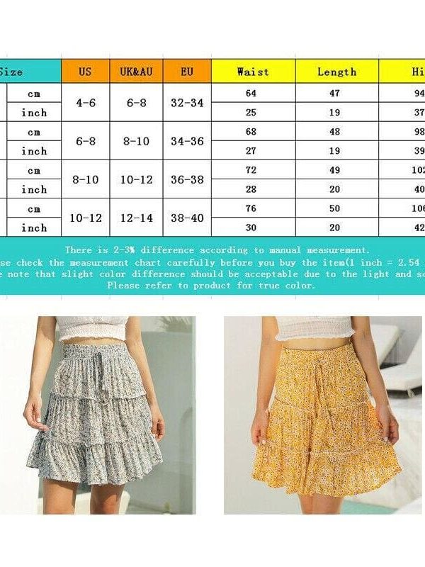 The Best Women Boho Casual Floral Skirt New Fashion Ladies Stretch High Waist Beach Summer Short Mini Skirt Sundress Online - Takalr