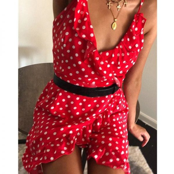 The Best Women Boho Floral Dress Ladies Summer Beach Polka Dot Sleeveless Party Ruffle V Neck Mini Sundress Holiday Clothing Online - Takalr