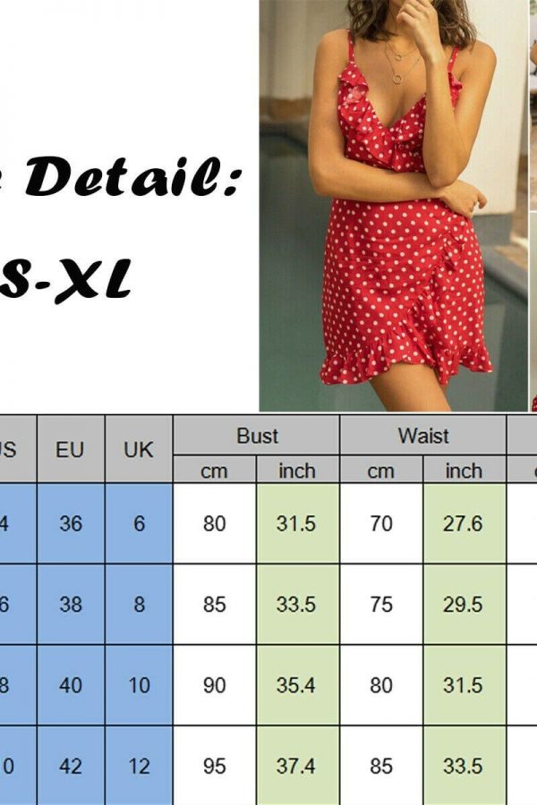 The Best Women Boho Floral Dress Ladies Summer Beach Polka Dot Sleeveless Party Ruffle V Neck Mini Sundress Holiday Clothing Online - Takalr