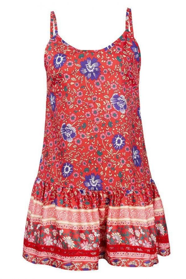 The Best Women Boho Floral Dress Sleeveless Beach Dress Sundress Summer Deep V Neck Backless Loose Dresses Online - Takalr