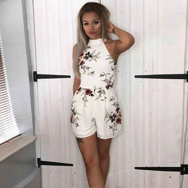 The Best Women Boho Floral Summer Holiday Jumpsuit Strapless Playsuits Ladies Summer Beach Casual Romper Women Clothing Online - Takalr