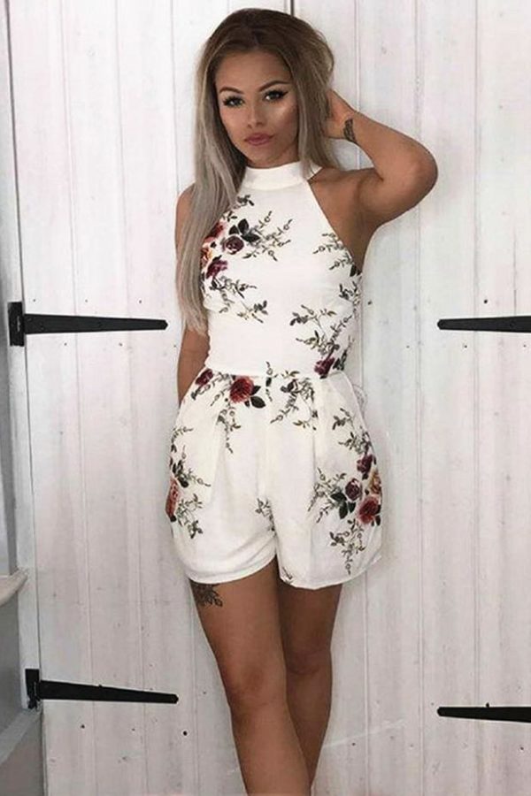 The Best Women Boho Floral Summer Holiday Jumpsuit Strapless Playsuits Ladies Summer Beach Casual Romper Women Clothing Online - Takalr