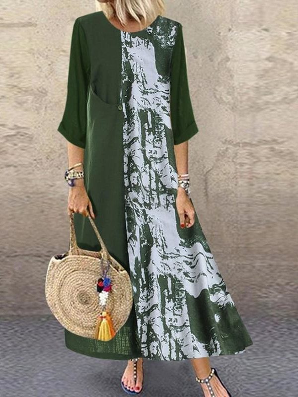 The Best Women Boho Linen Baggy Gypsy Kaftan Holiday Loose Long Maxi Dress Fashion Ladies Floral Beach Dress Sundress Online - Takalr