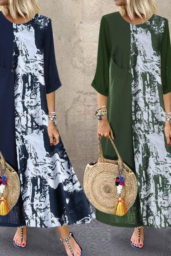 The Best Women Boho Linen Baggy Gypsy Kaftan Holiday Loose Long Maxi Dress Fashion Ladies Floral Beach Dress Sundress Online - Takalr