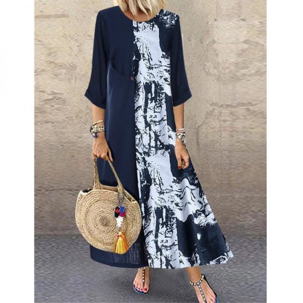 The Best Women Boho Linen Baggy Gypsy Kaftan Holiday Loose Long Maxi Dress Fashion Ladies Floral Beach Dress Sundress Online - Takalr