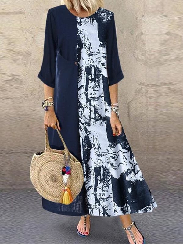 The Best Women Boho Linen Baggy Gypsy Kaftan Holiday Loose Long Maxi Dress Fashion Ladies Floral Beach Dress Sundress Online - Takalr