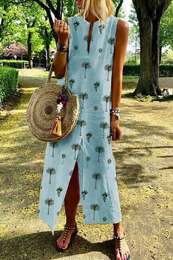 The Best Women Boho Long Maxi Dress Fashion Ladies Sleeveless Summer Beach Floral Dress Casual Holiday Dresses Sundress Online - Takalr