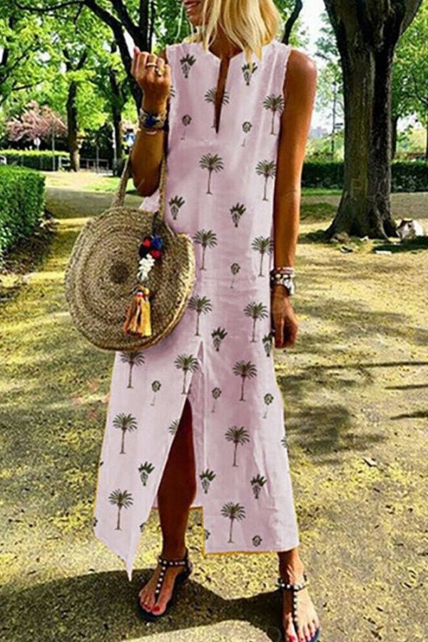 The Best Women Boho Long Maxi Dress Fashion Ladies Sleeveless Summer Beach Floral Dress Casual Holiday Dresses Sundress Online - Takalr