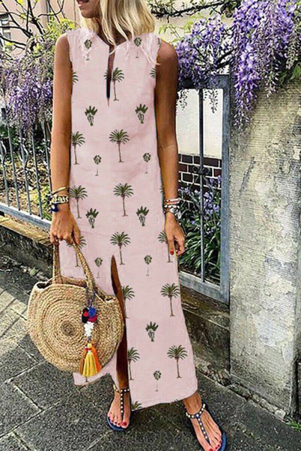 The Best Women Boho Long Maxi Dress Fashion Ladies Sleeveless Summer Beach Floral Dress Casual Holiday Dresses Sundress Online - Takalr