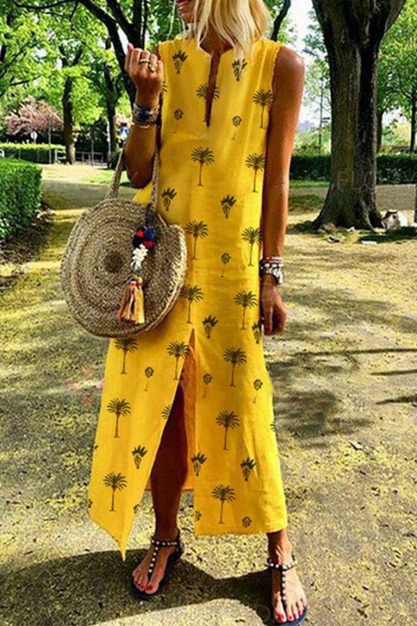 The Best Women Boho Long Maxi Dress Fashion Ladies Sleeveless Summer Beach Floral Dress Casual Holiday Dresses Sundress Online - Takalr