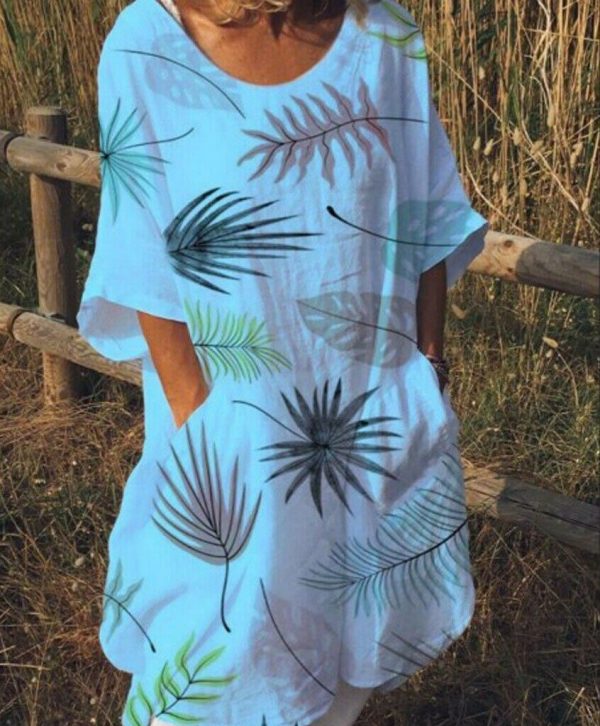 The Best Women Boho Maxi Beach Dress Ladies Fashion Loose Half-Sleeve Summer Casual Loose Long Sundress Plus Size Online - Takalr