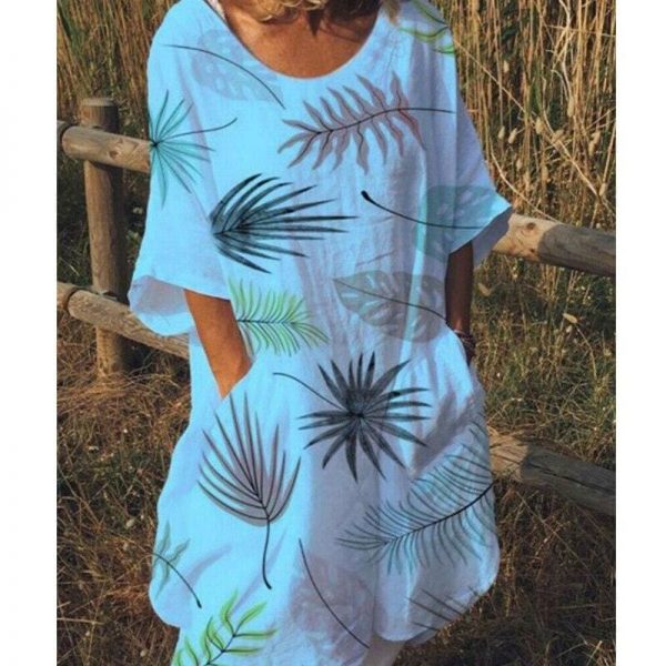 The Best Women Boho Maxi Beach Dress Ladies Fashion Loose Half-Sleeve Summer Casual Loose Long Sundress Plus Size Online - Takalr