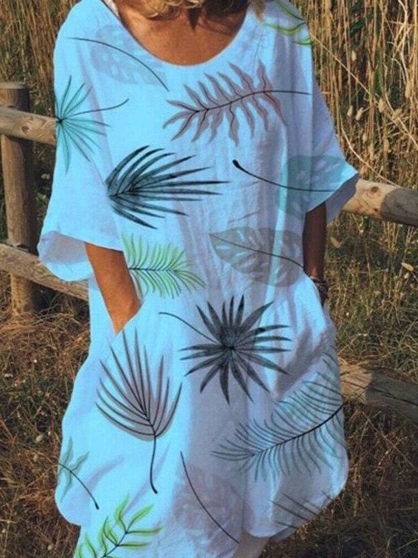 The Best Women Boho Maxi Beach Dress Ladies Fashion Loose Half-Sleeve Summer Casual Loose Long Sundress Plus Size Online - Takalr