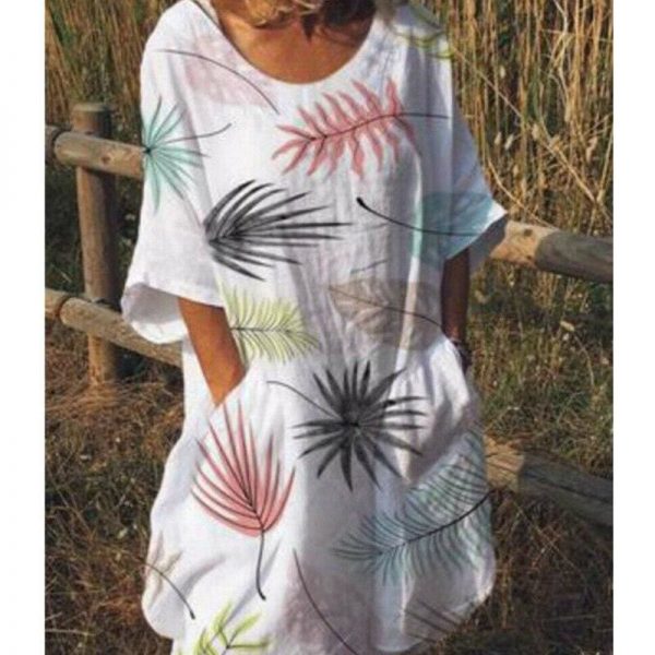 The Best Women Boho Maxi Beach Dress Ladies Fashion Loose Half-Sleeve Summer Casual Loose Long Sundress Plus Size Online - Takalr