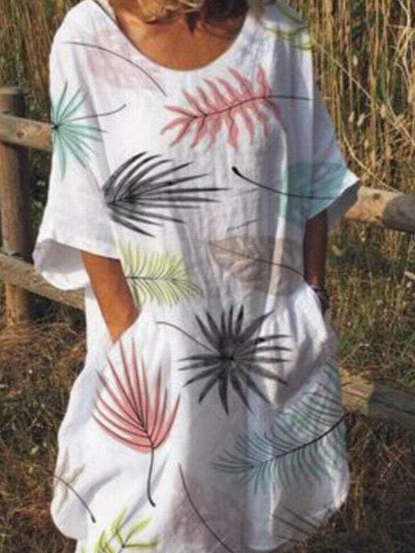 The Best Women Boho Maxi Beach Dress Ladies Fashion Loose Half-Sleeve Summer Casual Loose Long Sundress Plus Size Online - Takalr