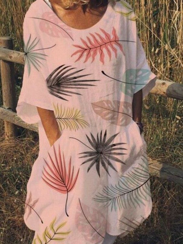 The Best Women Boho Maxi Beach Dress Ladies Fashion Loose Half-Sleeve Summer Casual Loose Long Sundress Plus Size Online - Takalr