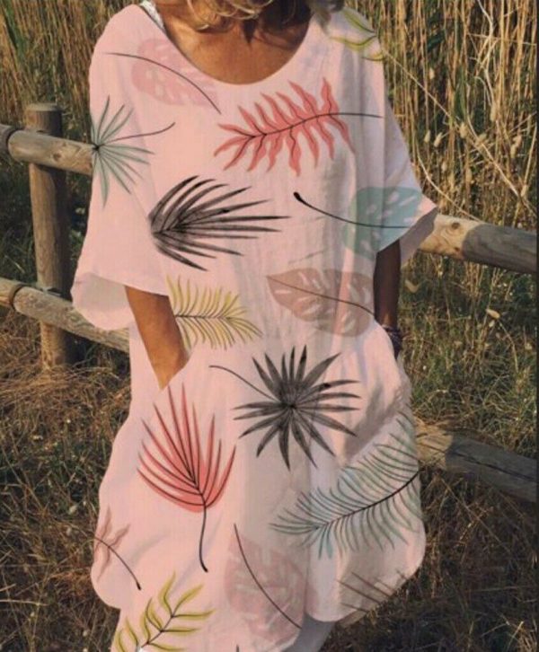 The Best Women Boho Maxi Beach Dress Ladies Fashion Loose Half-Sleeve Summer Casual Loose Long Sundress Plus Size Online - Takalr