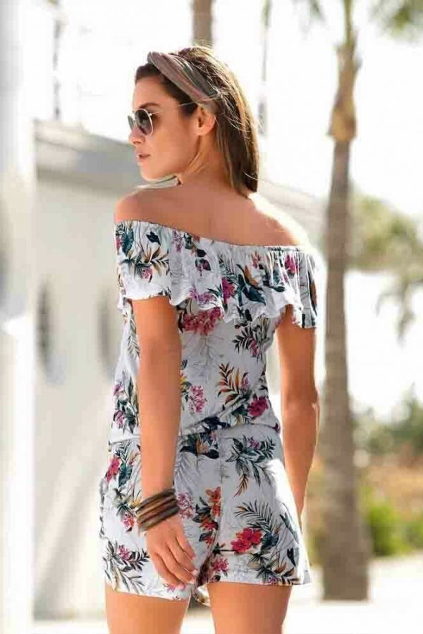 The Best Women Boho Off Shoulder Outfits Fashion Flower Sleeveless Pants Summer Holiday Casual Short Jumpsuit Rompers Trouser Online - Takalr