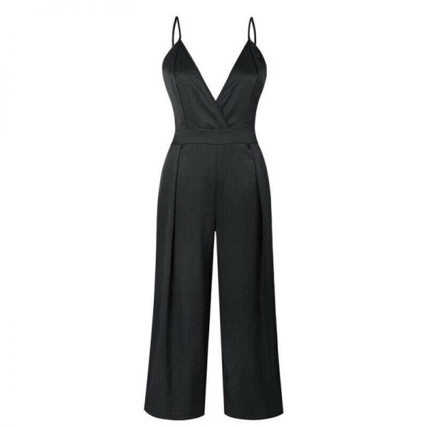 The Best Women Boho Strap V Neck Backless Jumpsuit Ladies Holiday Playsuit Casual Long Pant Trouser Beach Jumpsuit Online - Takalr