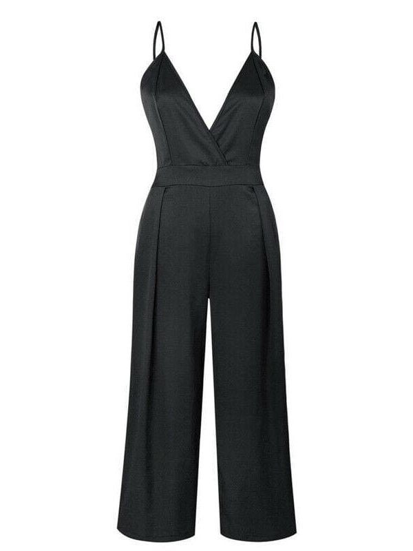 The Best Women Boho Strap V Neck Backless Jumpsuit Ladies Holiday Playsuit Casual Long Pant Trouser Beach Jumpsuit Online - Takalr