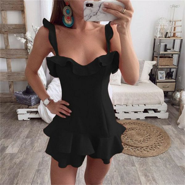 The Best Women Boho Summer Party Evening Beach Short Mini Dress Ladies Sexy Bodycon Ruffle Flounce Backless Sundress Online - Takalr