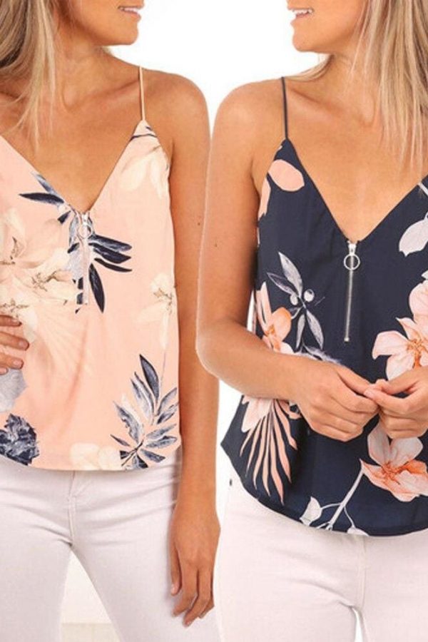 The Best Women Boho Summer Vest Floral Top Fashion Ladies Sleeveless Beach Blouse Backless Casual Loose Tank Tops Shirt Online - Takalr