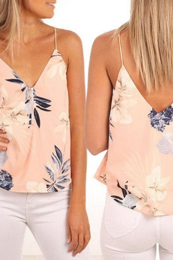 The Best Women Boho Summer Vest Floral Top Fashion Ladies Sleeveless Beach Blouse Backless Casual Loose Tank Tops Shirt Online - Takalr