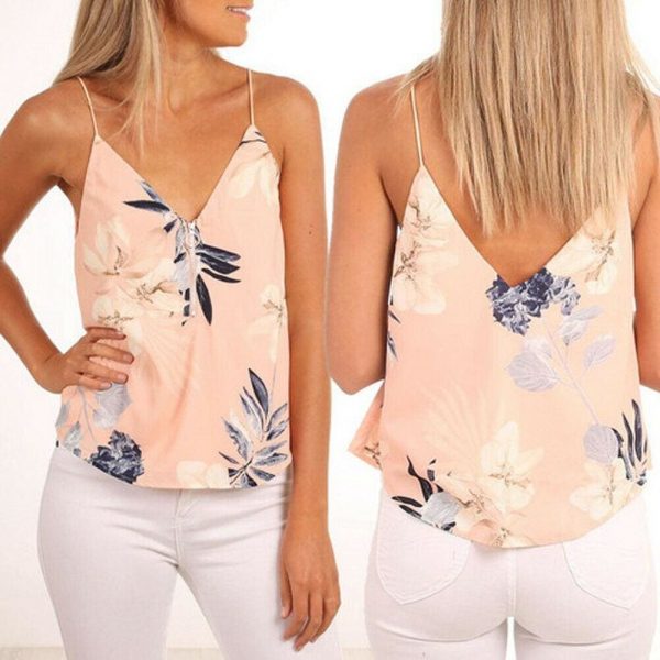 The Best Women Boho Summer Vest Floral Top Fashion Ladies Sleeveless Beach Blouse Backless Casual Loose Tank Tops Shirt Online - Takalr