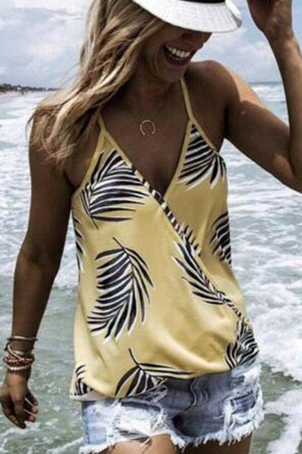 The Best Women Boho Vest Sleeveless Loose Camisole V-Neck Tank Tops New Ladies Summer Beach Casual Print Blouse Tops Online - Takalr