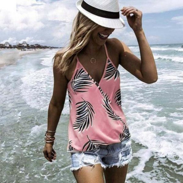 The Best Women Boho Vest Sleeveless Loose Camisole V-Neck Tank Tops New Ladies Summer Beach Casual Print Blouse Tops Online - Takalr