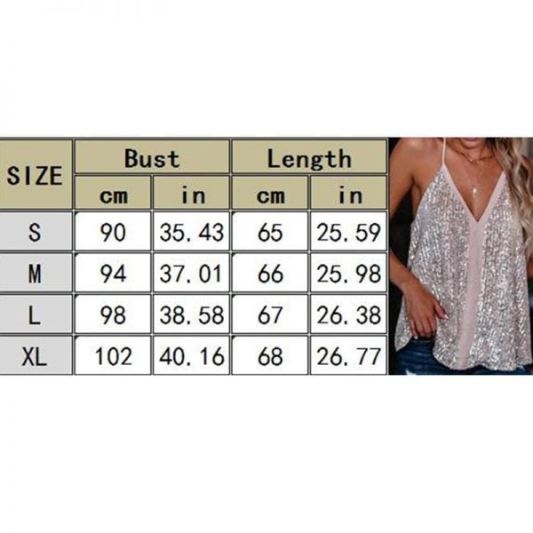 The Best Women Camisole Casual V Neck Sequins Strappy Tank Top Vest sleeveless Solid Blouse Tee Online - Takalr