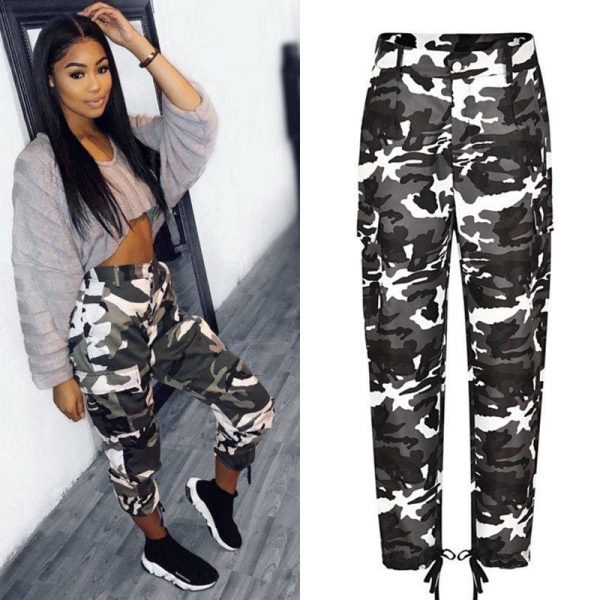 The Best Women Camo Cargo Trousers Ladies Casual Military Army Combat Camouflage Pants Hip Hop Rock Trousers Jeans Online - Takalr