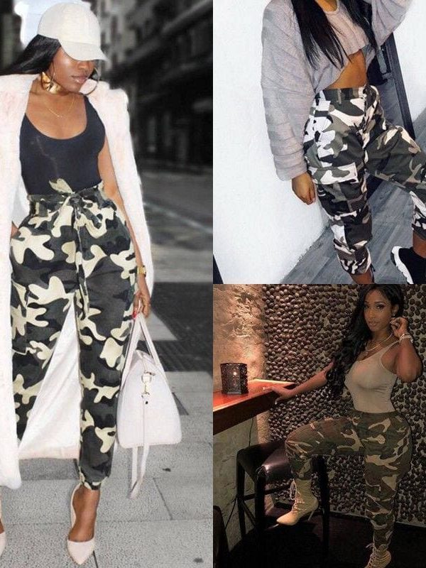 The Best Women Camo Cargo Trousers Ladies Casual Military Army Combat Camouflage Pants Hip Hop Rock Trousers Jeans Online - Takalr