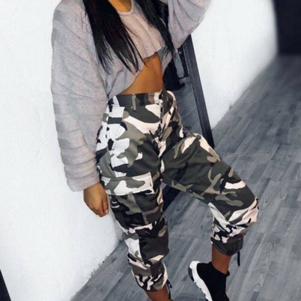 The Best Women Camo Cargo Trousers Ladies Casual Military Army Combat Camouflage Pants Hip Hop Rock Trousers Jeans Online - Takalr