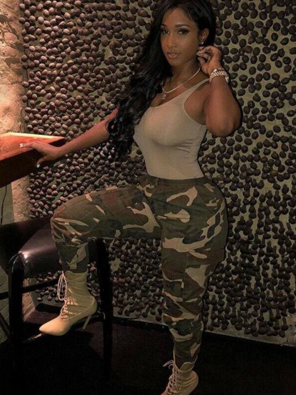 The Best Women Camo Cargo Trousers Ladies Casual Military Army Combat Camouflage Pants Hip Hop Rock Trousers Jeans Online - Takalr